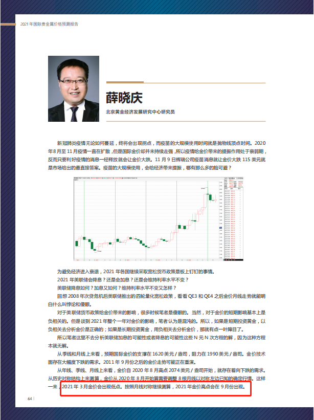 薛晓庆:5月份黄金价格将继续上涨